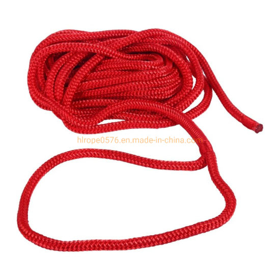 红色制造3/4英寸25英尺双股编织尼龙船坞线系泊绳双股编织船坞线