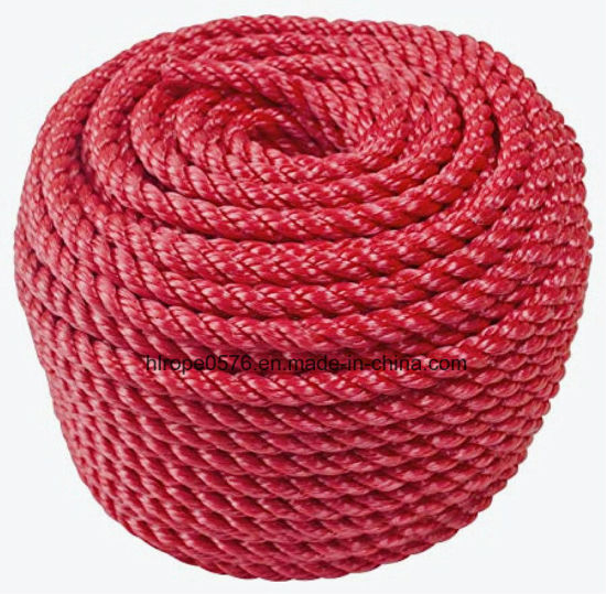 红色三股双绞聚丙烯单丝双端平绳