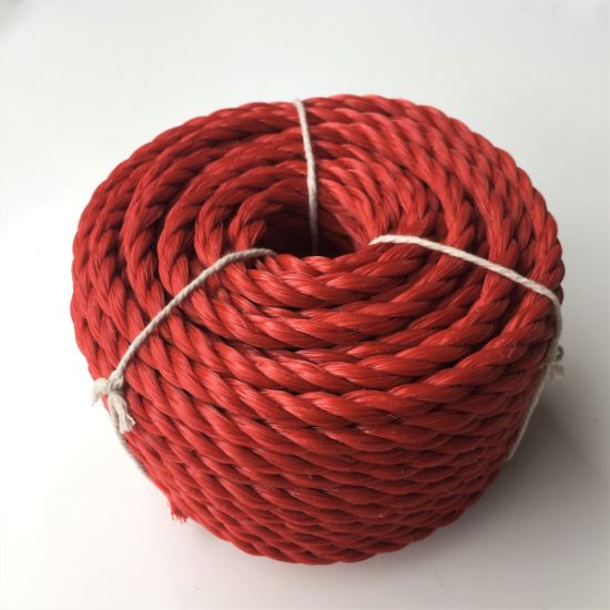红色6mmx20m重型双绞聚丙烯绳浮动PP绳船绳帆船露营安全线晾衣绳